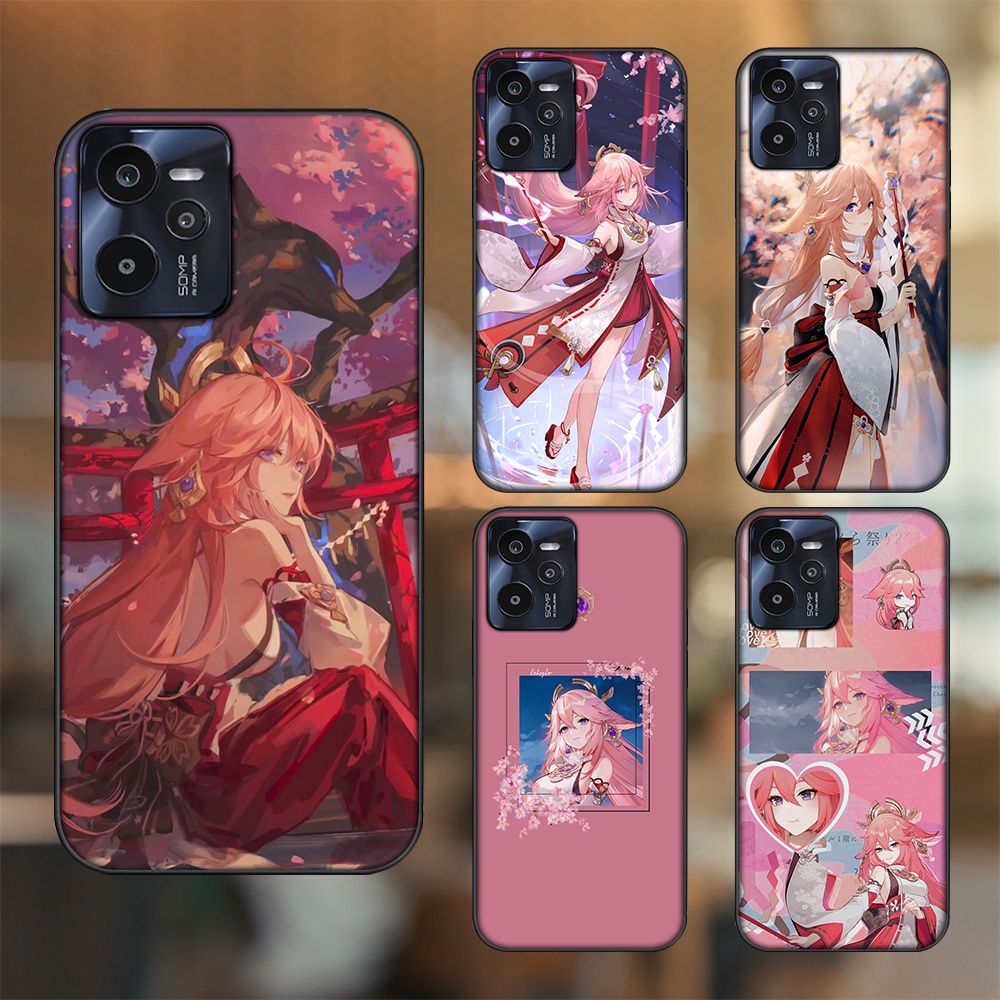 Ốp lưng Realme C35 viền đen in hình Yae Miko Genshin Impact