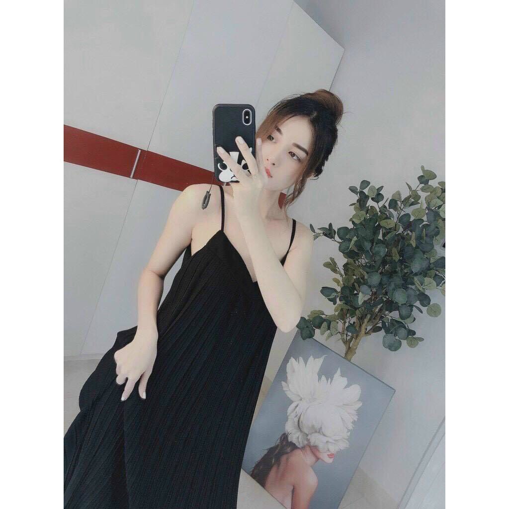 Đầm 2 Dây Dập Li- Đầm Suông Thiết Kế Sexy, Đơn Giản Nhưng Không Kém Phần Sang Chảnh Phù Hợp Cho Các Bạn Đi Dạo Phố