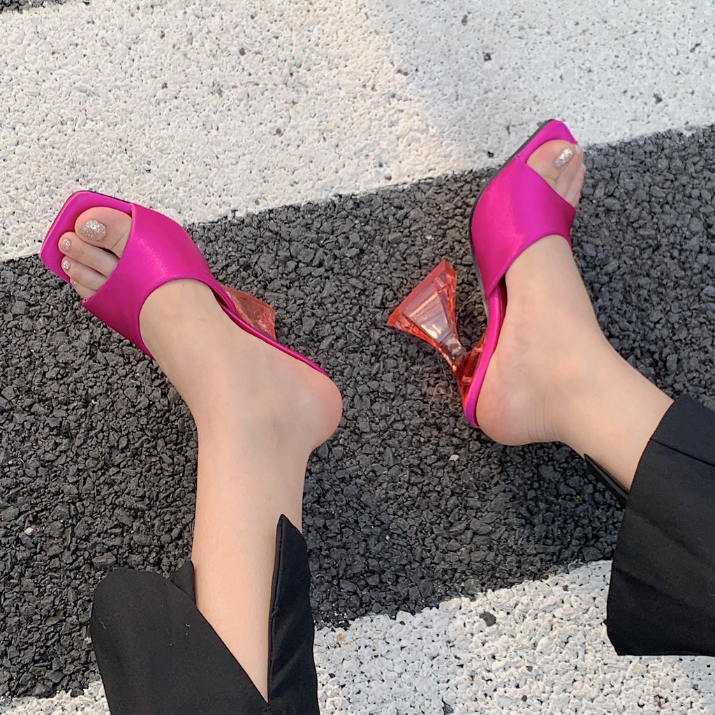 Giày cao gót mũi vuông chất liệu da thời trang thời thượng cho nữ 4.13 inch