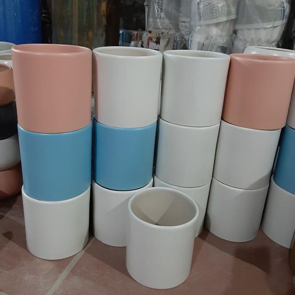 Chậu gốm trụ trắng trồng cây Lan Decor 19cm, 22cm, 26cm, 30cm