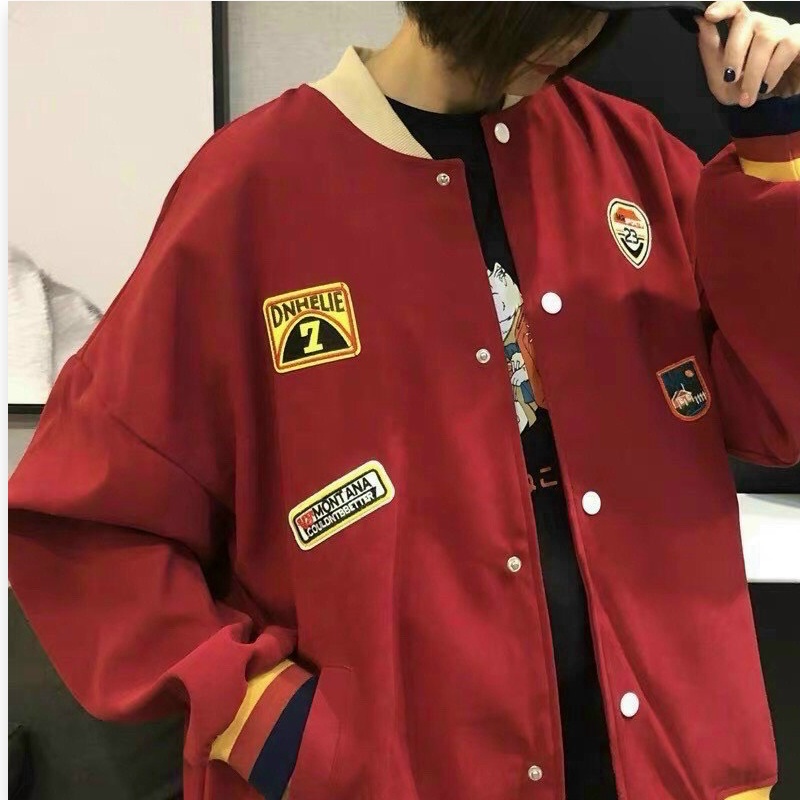 Áo bomber nhung kiểu cúc bấm phối tay trắng in họa tiết thời trang hàn quốc TP ILOVECARE