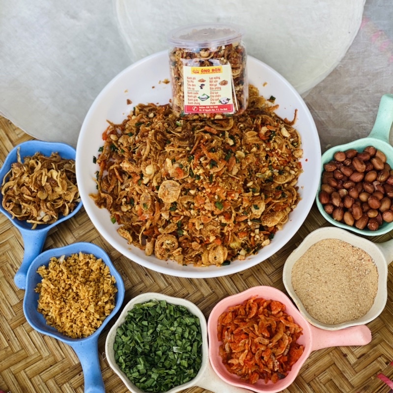 Muối Tôm Hành Phi Đậu Phộng - Tặng 200g Bánh Tráng Phơi Sương(hũ 300g)