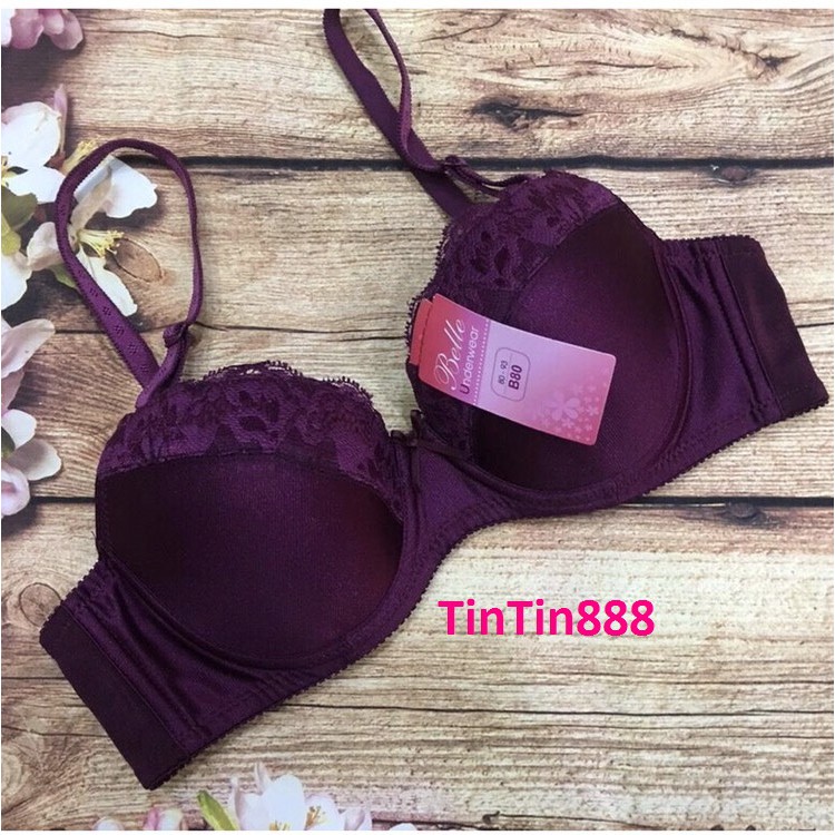 Áo ngực nữ mút mỏng trơn không gọng phối ren Belle cài trước êm mềm, bra mút mỏng