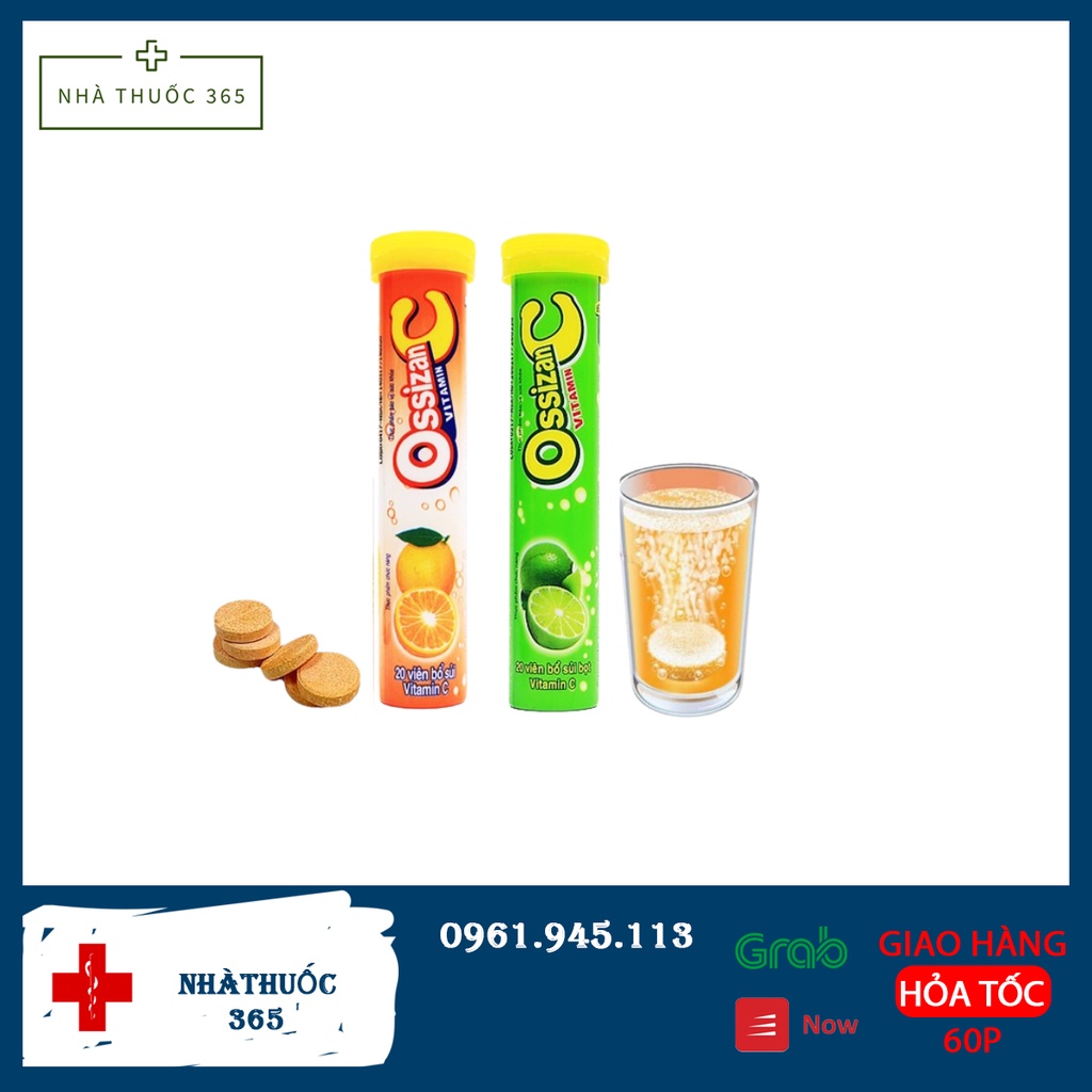 Viên sủi vitamin c Ossizan C tăng sức đề kháng cho bé nâng cao hệ miễn dịch thơm ngon dễ uống Tub 20 Viên