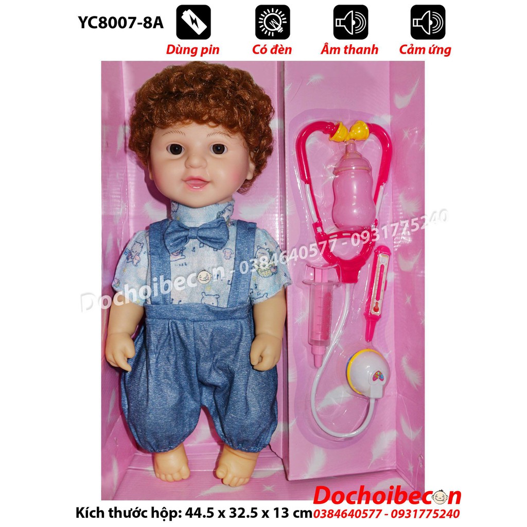 Búp bê Lovely Baby cảm ứng YC8007-8A - Loại lớn 42cm - Dùng pin, có đèn nhạc - Biểu cảm gương mặt