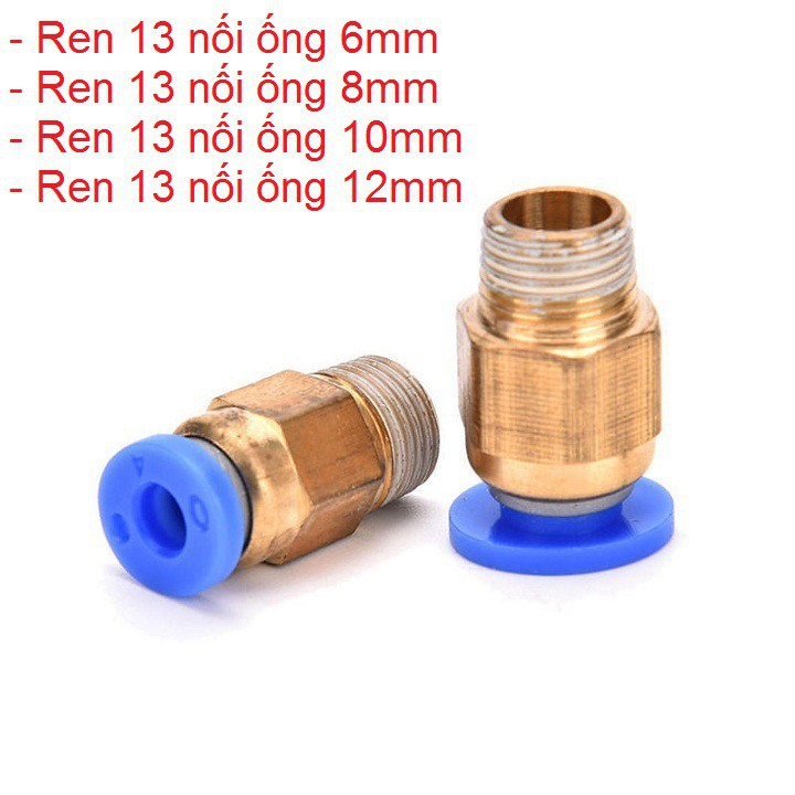 Đầu nối đồng ren ngoài 13mm nối với ống phun sương 10mm, 12mm