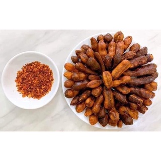 Me lào tách vỏ sấy mộc kèm muối ớt chấm hộp 500gr