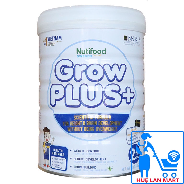 Sữa Bột Nutifood GROW PLUS Trắng 850G trẻ 2 tuổi trở lên kiểm soát cân nặng
