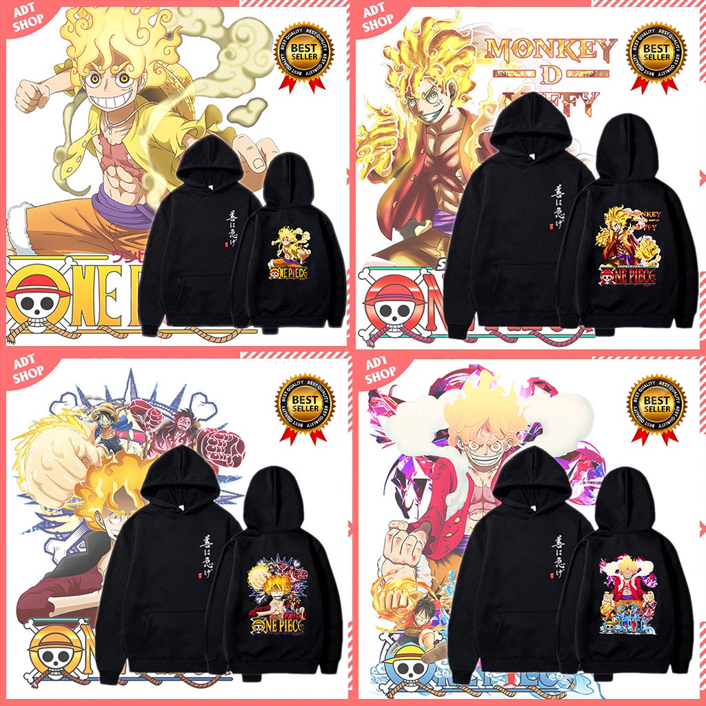 4 Mẫu Áo Hoodie One Piece  in hình luffy gear 5 nika độc đẹp giá rẻ