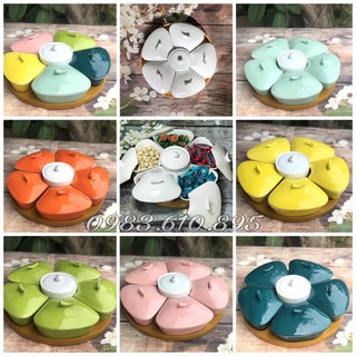 Khay mứt đào năm cánh gốm sứ bát tràng