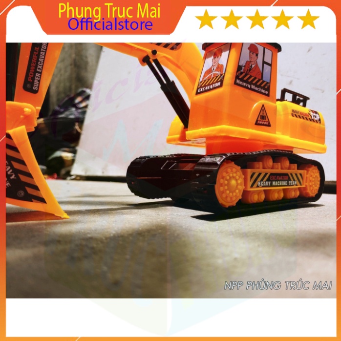 Đồ chơi trẻ em xe máy xúc xoay 360 có tay điều khiển khớp múc, chạy bánh đà cho bé