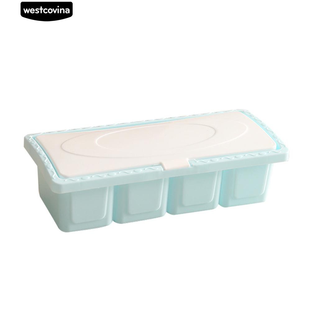Hộp đựng gia vị 4 ngăn kèm muỗng