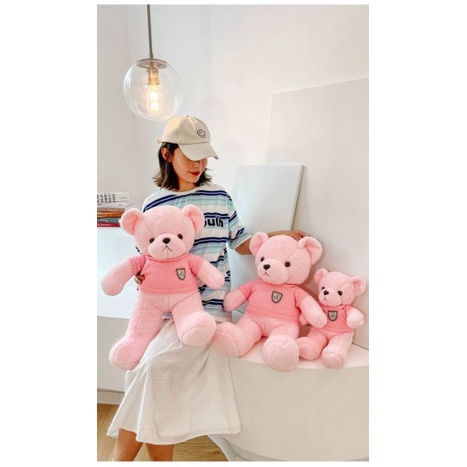 Gấu bông teddy hồng áo len lông mềm mịn, quà tặng gấu bông 60cm hàng cao cấp
