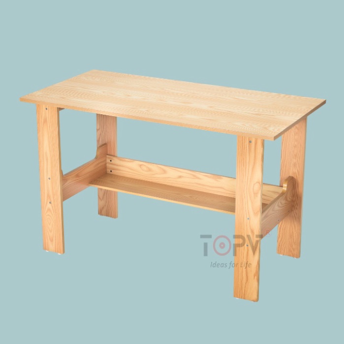 Bàn học gỗ bàn làm việc kèm kệ sách TopV lắp giáp thông minh cho học sinh sinh viên văn phòng 1m2 trắng Banghe Cute