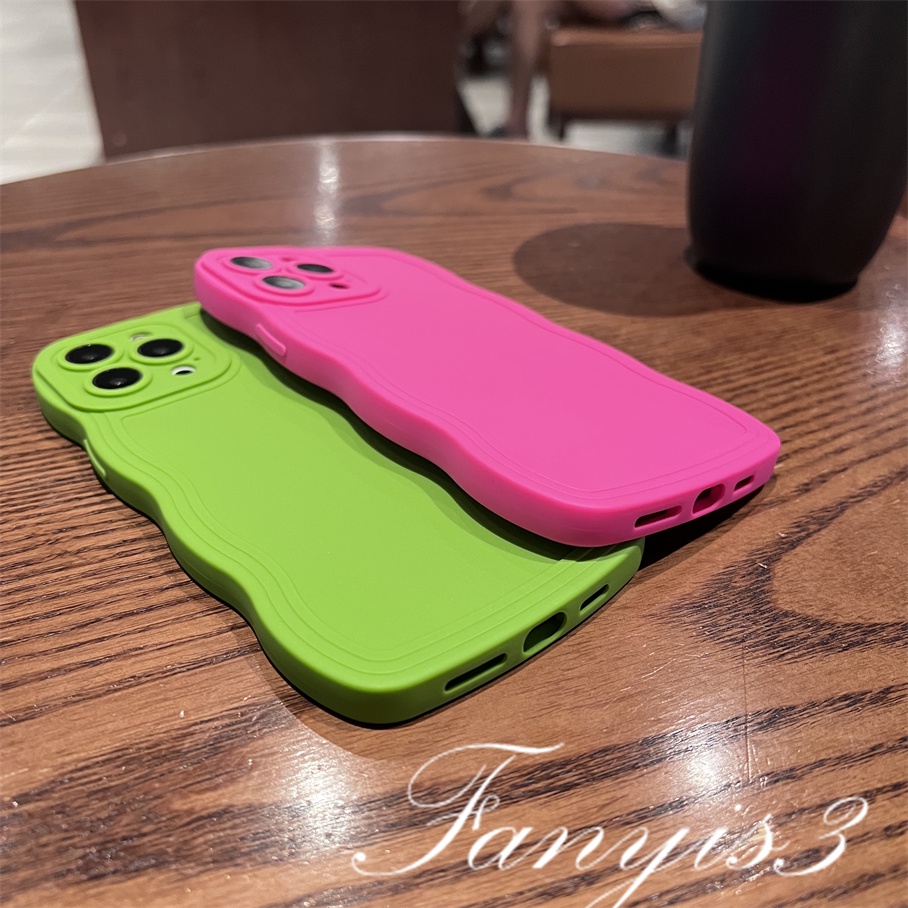 Ốp Điện Thoại TPU Mềm Màu Trơn Đơn Giản Viền Lượn Sóng Cho IPhone 14 13 12 11 Pro Max X XR Xs Max 8 7 Plus SE 2020