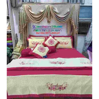 Combo 7 món: chăn ga gối lụa satin