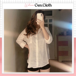 Áo sơ mi đũi trắng Form rộng Oversize - Chất vải đũi tơ dày dặn - mềm mịn - phong cách Ulzzang Hàn Quốc