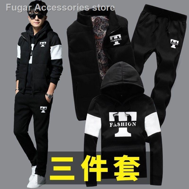 Set 3 món áo khoác quần dài vải nhung dày cho nam trẻ trung thời trang hàn quốc chủ đề thể thao