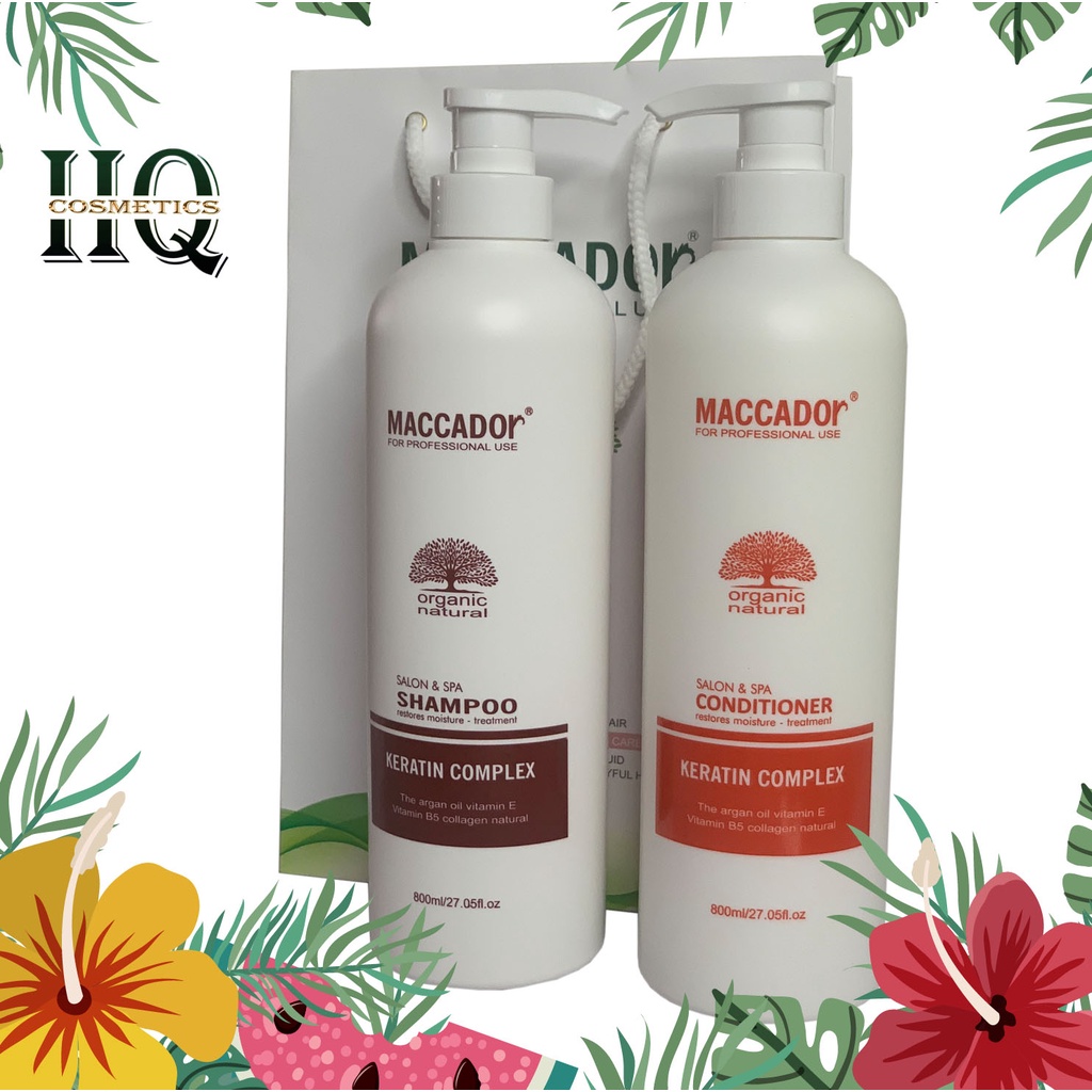 Gội xả Maccador Keratin Phục Hồi Mềm Mượt Hương Nước Hoa 800ml