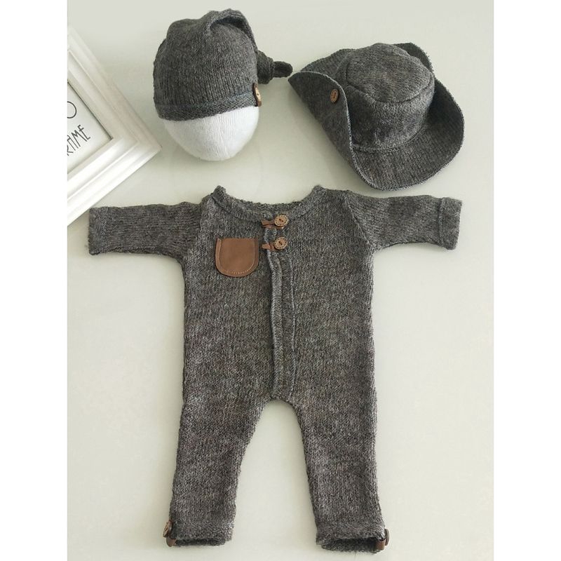 Mary☆3Pcs/set Newborn Photography Props Suit Baby Boys Girls Clothes Hat Jumpsuit