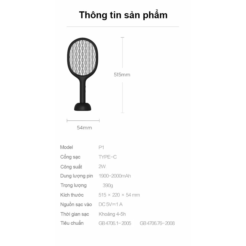 Vợt muỗi Xiaomi Solove P1 - Vợt kiêm đèn bắt muỗi