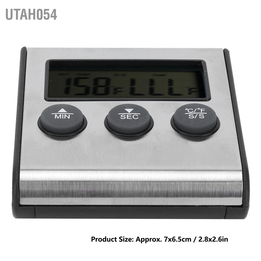 [Hàng HOT]  Nhiệt kế dây điện tử có dây đo chất lỏng nhà bếp - nhiệt kế kẹo có dây kỹ thuật số Hẹn giờ với giá đỡ【Utah054】