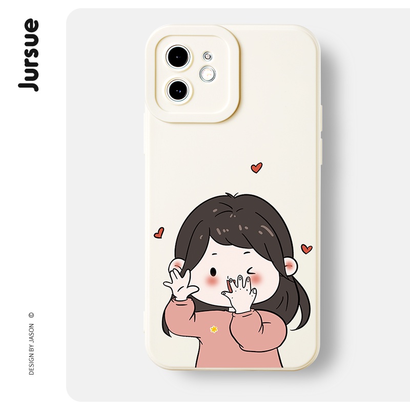 Ốp điện thoại JURSUE hoạt hình cặp đôi dễ thương đẹp hình bựa ngộ nghĩnh silicon mềm chống bẩn Compatible for iPhone 14 13 12 11 Pro Max SE 2020 X XR XS 8 7 ip 6S 6 Plus kute XYH229