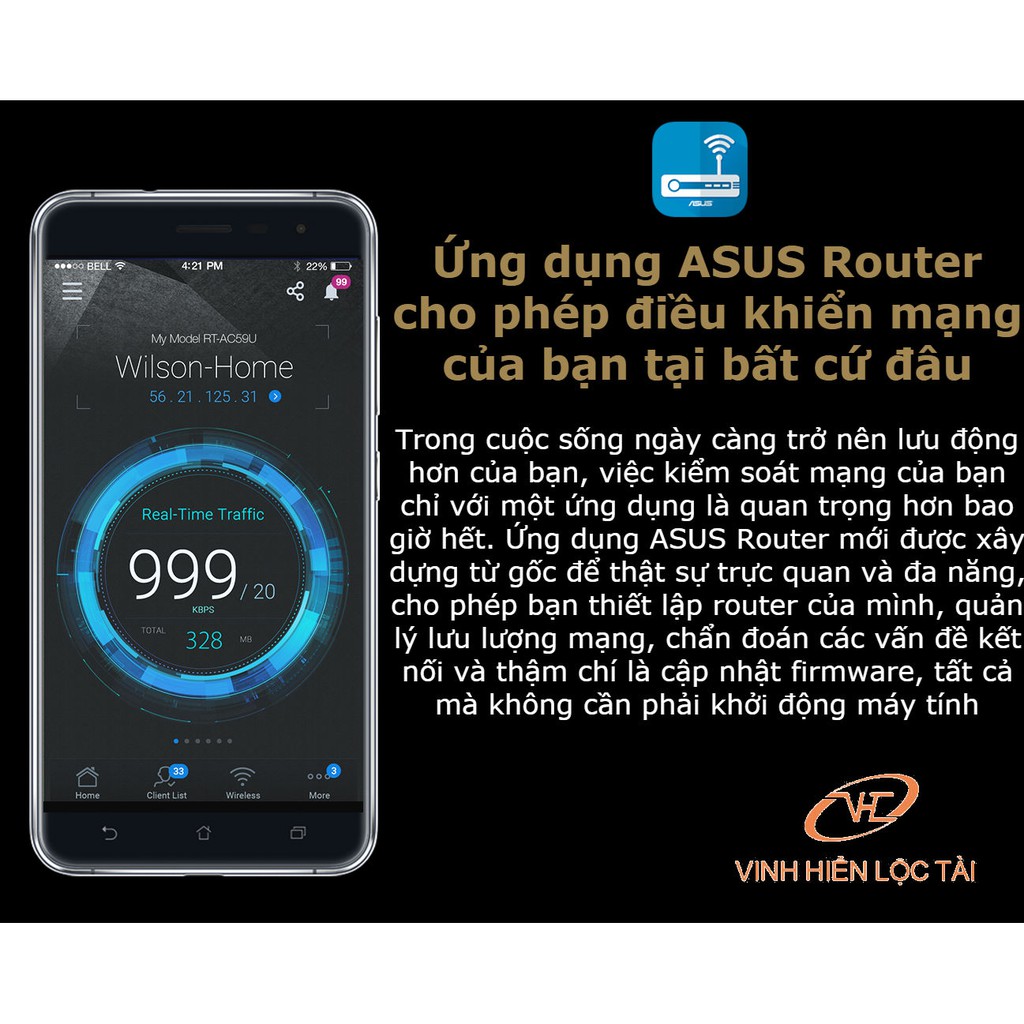 Thiết bị mạng ROUTER WIFI ASUS RT-AC1500UHP (XUYÊN TƯỜNG)