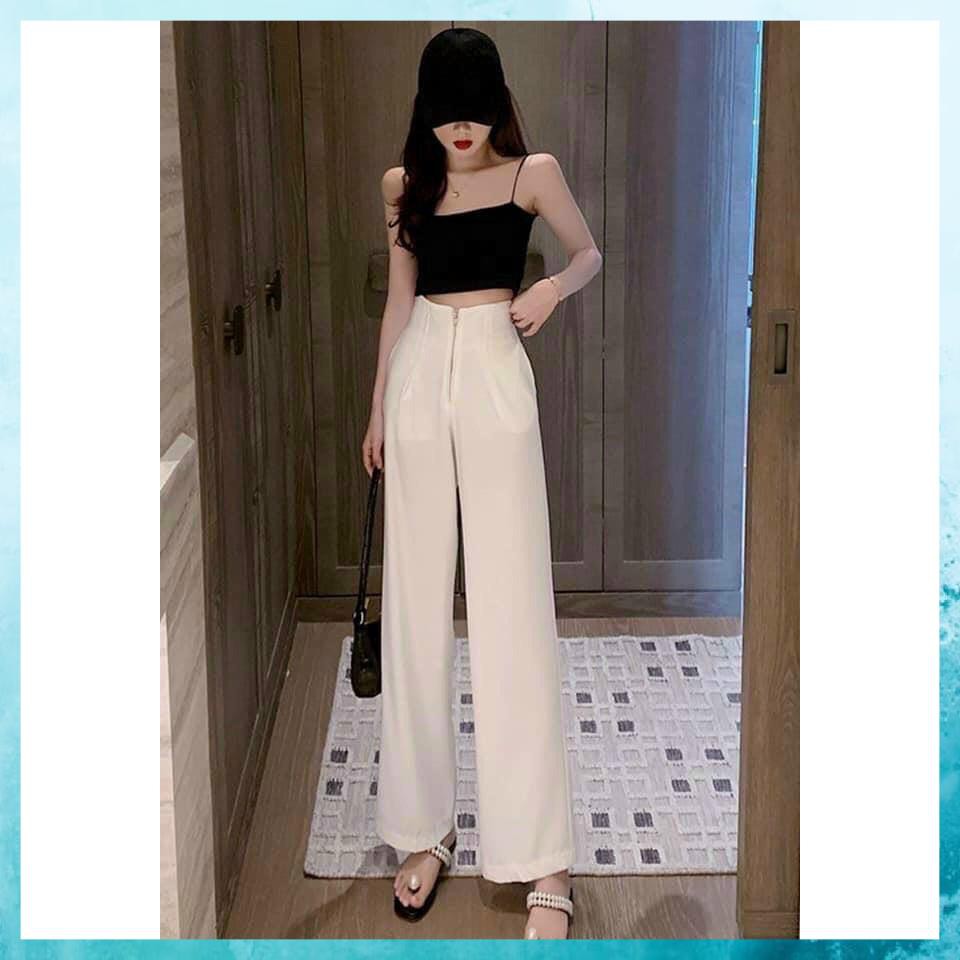 Quần Ống Rộng Nữ Lưng Cao, Quần Ống Suông Nữ Lưng Cao Khóa Trước không Cúc | BigBuy360 - bigbuy360.vn