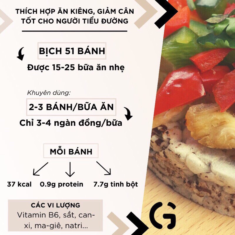 Bánh gạo lứt nguyên hạt Hello Rice ăn kiêng giảm cân