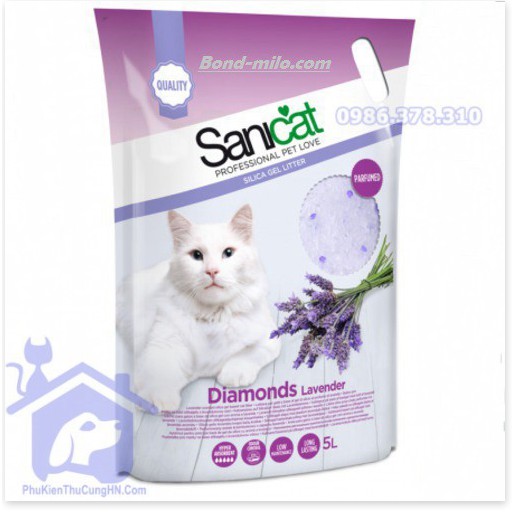 [Mã giảm mỹ phẩm chính hãng] Cát thủy tinh cho mèo SANICAT SILICA GEL 5L - Phụ kiện thú cưng Hà Nội