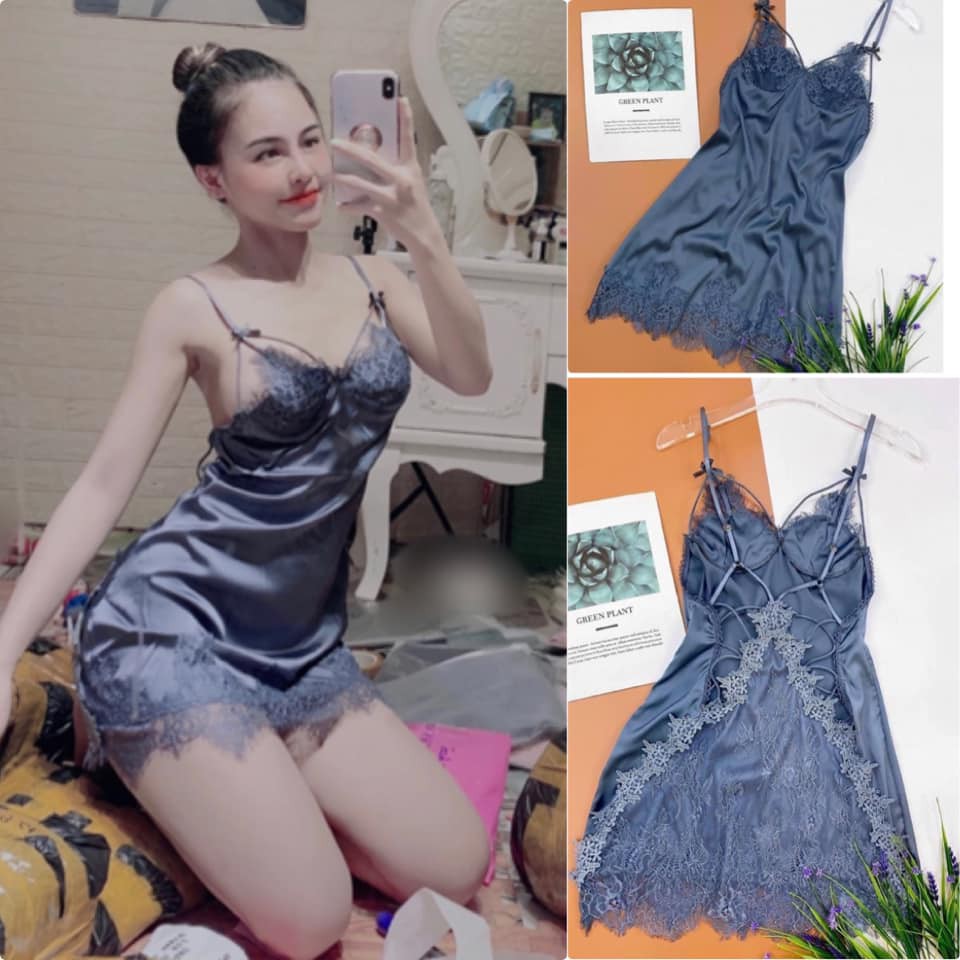 (M.81) Váy ngủ sexy lụa phối ren cao cấp Đầm mặc nhà gợi cảm quyến rũ | BigBuy360 - bigbuy360.vn