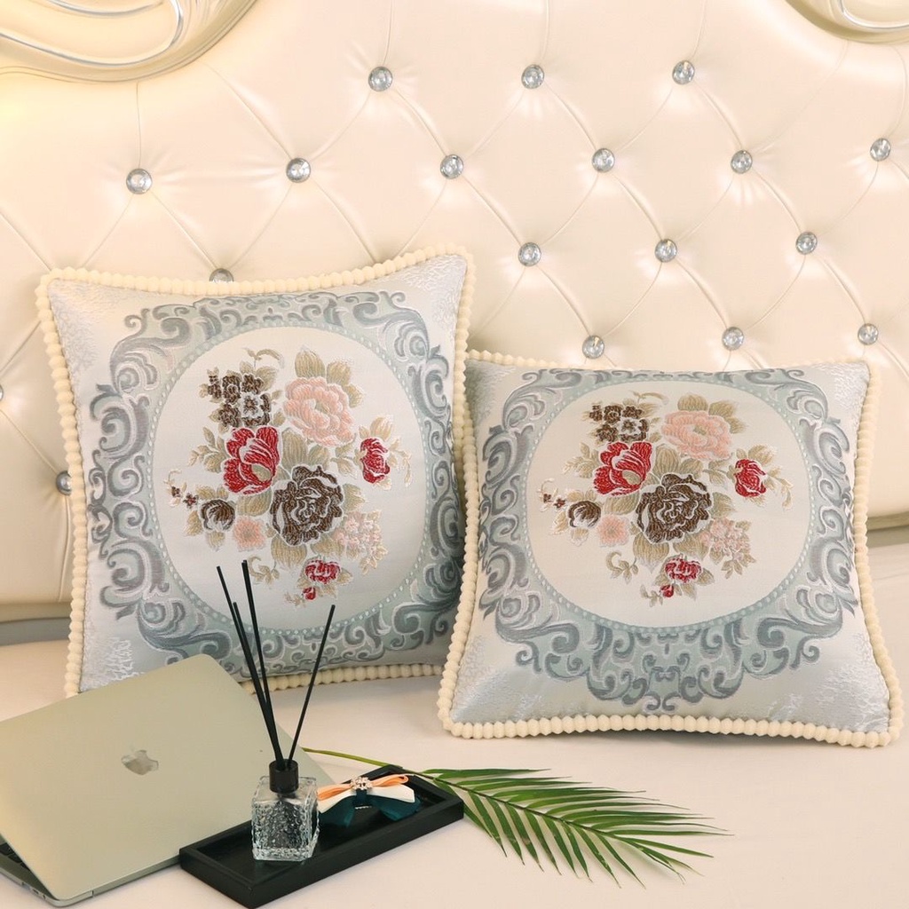 Bộ 2 Gối Tựa Lưng Phong Cách Châu Âu Có Thể Giặt Tiện Dụng Cho Ghế Sofa/ Xe Hơi