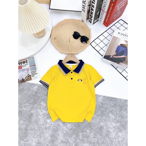 (jean baby)Áo polo cộc tay vải quảng châu mềm mát cho bé trai bé gái(10-18kg)