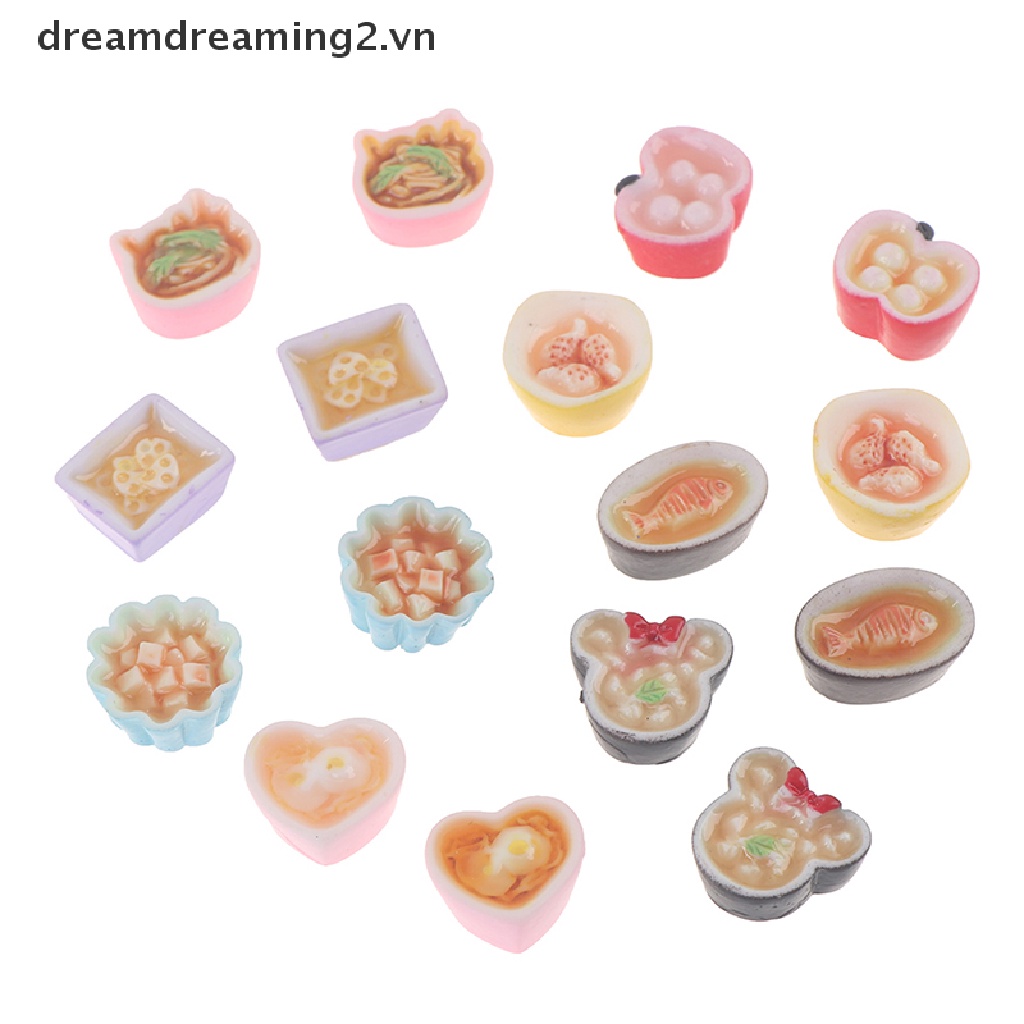 Bộ 2 Mô Hình Thức Ăn mini Bằng Nhựa resin Trang Trí Nhà Búp Bê