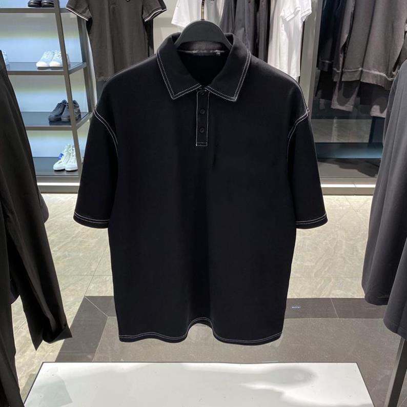 Áo Polo Basic Unisex Chất Cotton Thoáng Mát,Áo Thun Có Cổ Phối Chỉ Nổi Phong Cách Sgenz