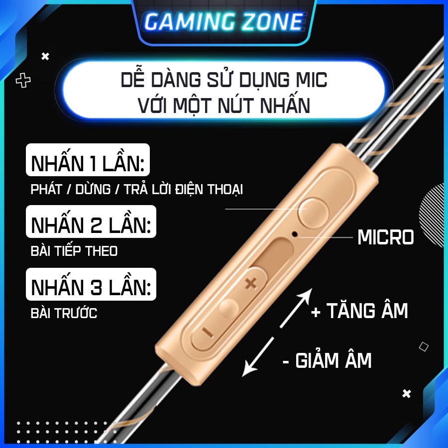 Tai nghe chơi game siêu bass QKZ CK8 có dây chống rối, mic đàm thoại