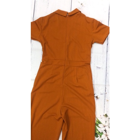 Jumpsuit Dài 🌸FREESHIP🌸 Jum dài ống suông cổ vest phối 2 nút dây kéo sau lưng xinh xắn TJ1118