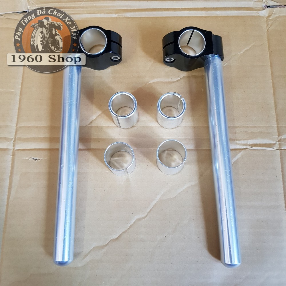 Ghi đông clip on Cafe racer nhôm cnc nguyên khối kích thước cho phuộc 26- 33mm Phù hợp độ Cafe Racer Tracker Win CD 67