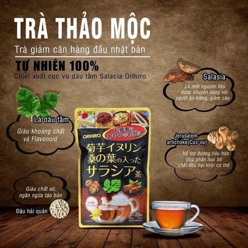 Trà cúc vu dâu tằm Salacia hỗ trợ giảm cân Orihiro 20 gói