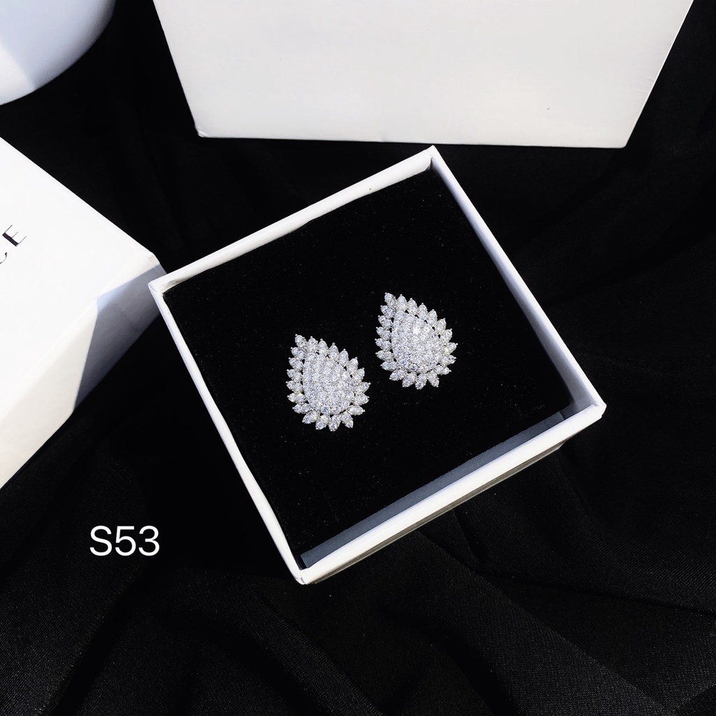 Bông tai xi bạch kim đính đá dành cho nữ MS0089