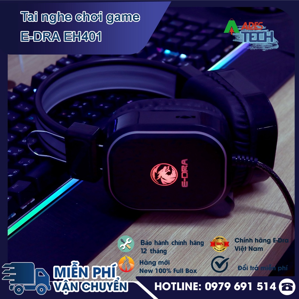 Tai nghe Gaming EDRA EH401 - Led đổi màu cực sáng - Bass cực căng  Có đèn LED RGB.