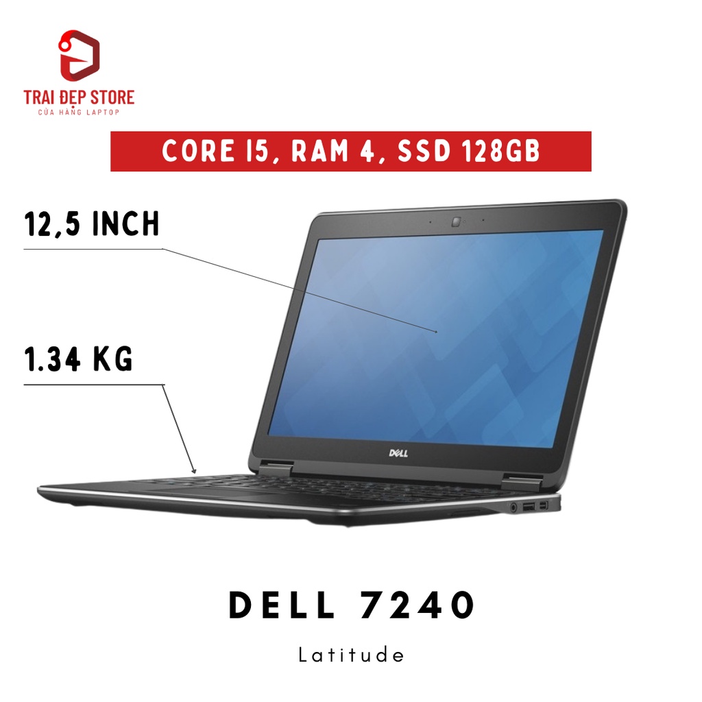 Laptop Dell Latitude 7240 Core i5, Ram 4GB, SSD 128GB