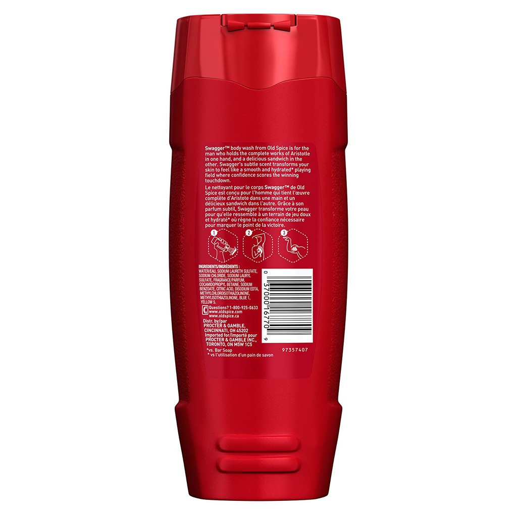 Sữa (gel) tắm nam Old Spice Red Zone Swagger Scent Men's Body Wash 473ml (Mỹ)