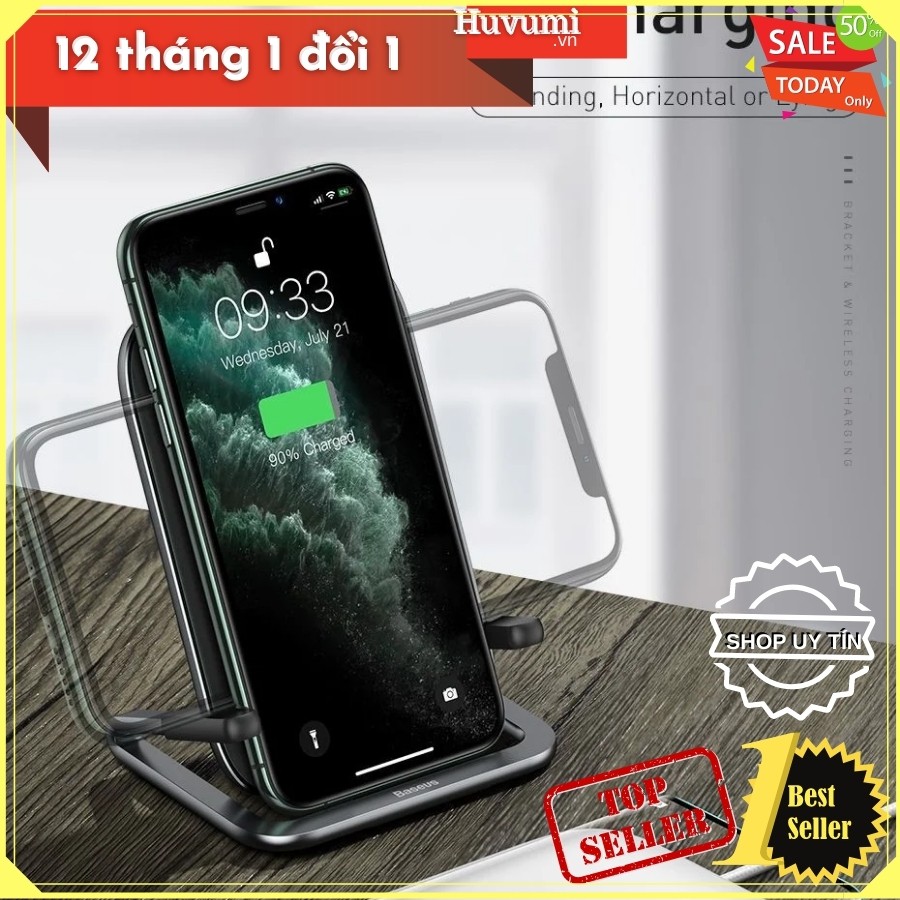 [Chính Hãng  - Sẵn] Đế sạc nhanh không dây Baseus Rib 15W cho iPhone/Samsung/ Xiaomi/ Oppo - LV718