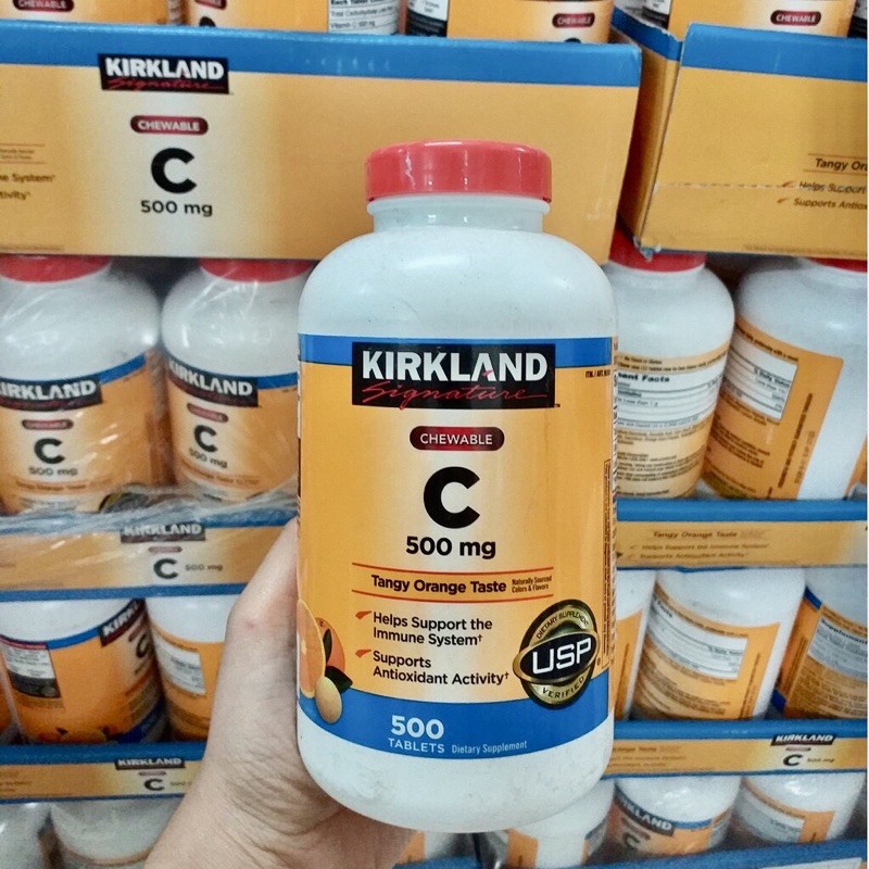 🍓🍒[HSD 06/2023] Viên ngậm Bổ Sung Vitamin C Kirkland Signature Chewable Vitamin C Kirkland 500mg🍊🍋