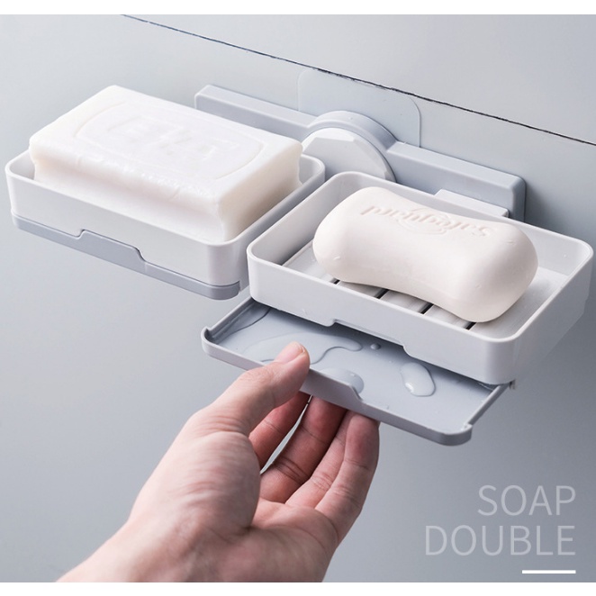 Khay Đựng Xà Phòng - Kệ Để Xà Phòng Dán Tường 2 Tầng