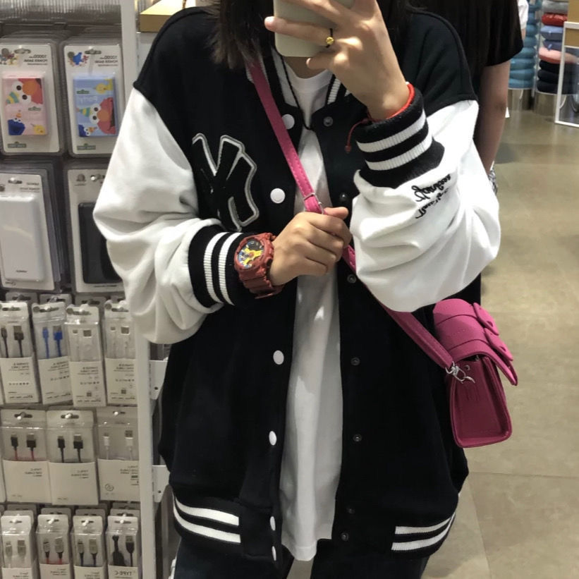 Áo khoác bóng chày dáng rộng thời trang cho nam nữ