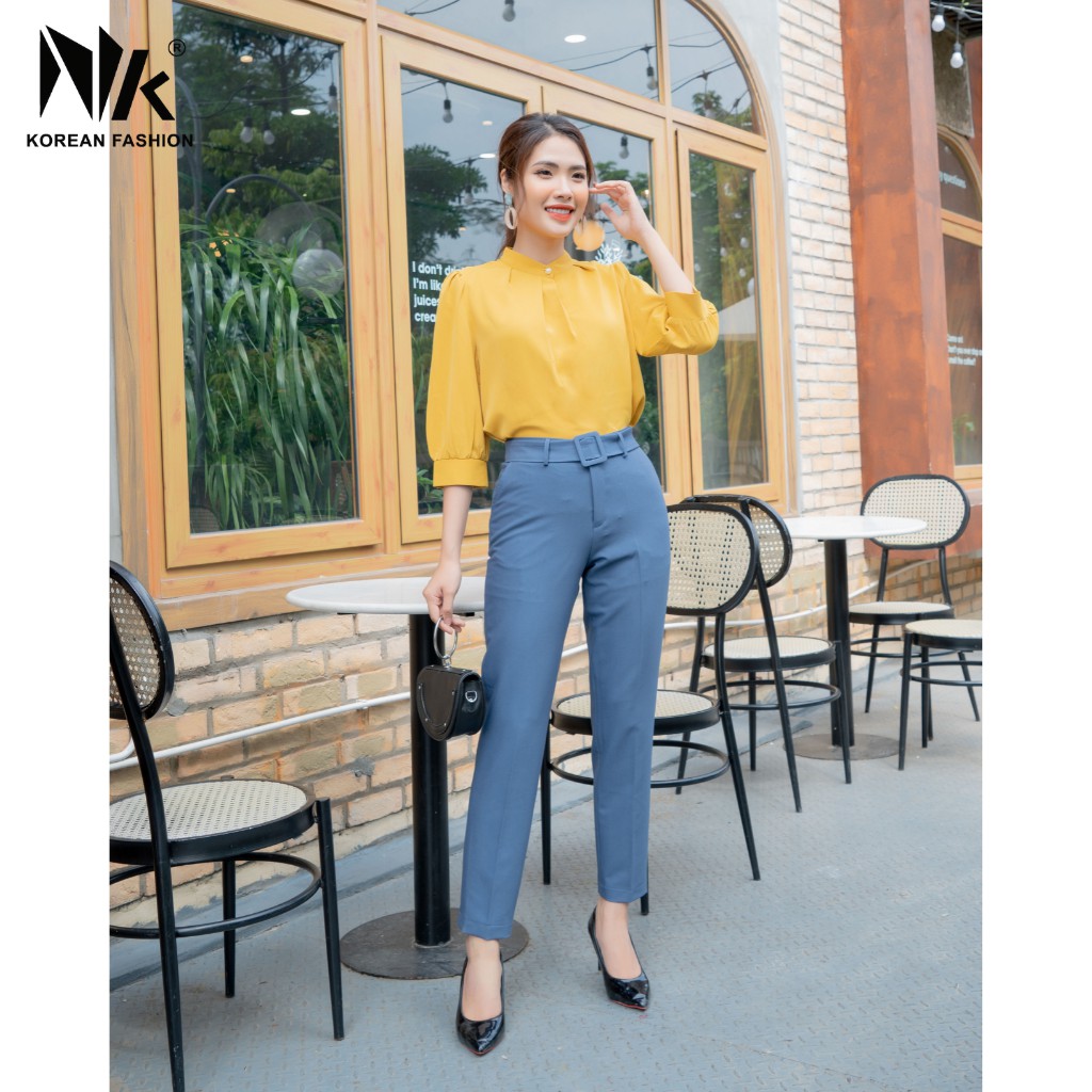 Quần Tây Nữ NK FASHION Dáng Ôm Ống Đứng Thắt Đai Chữ Nhật NKQU2104013