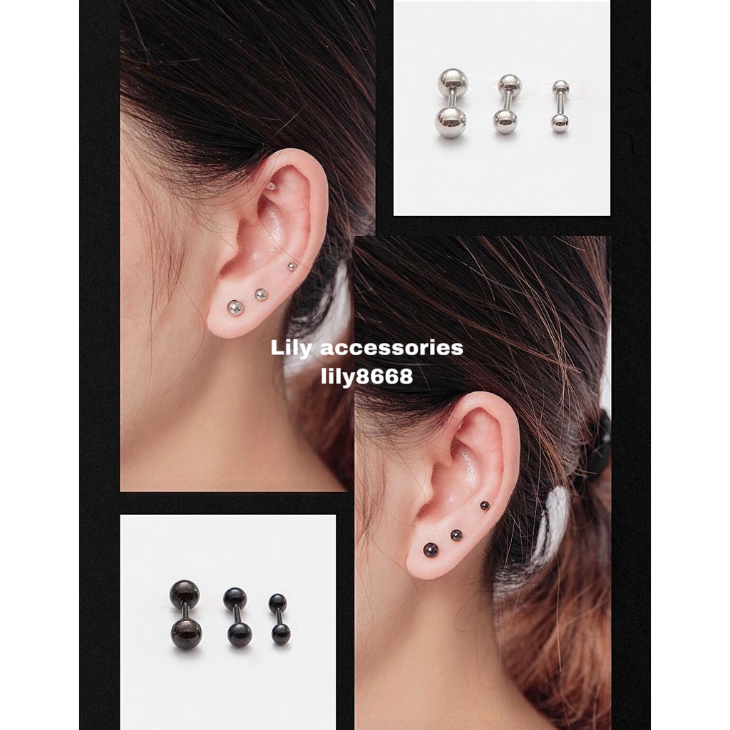 Marbles Earring khuyên tai titan bi tròn không gỉ không đen không dị ứng nam nữ unisex